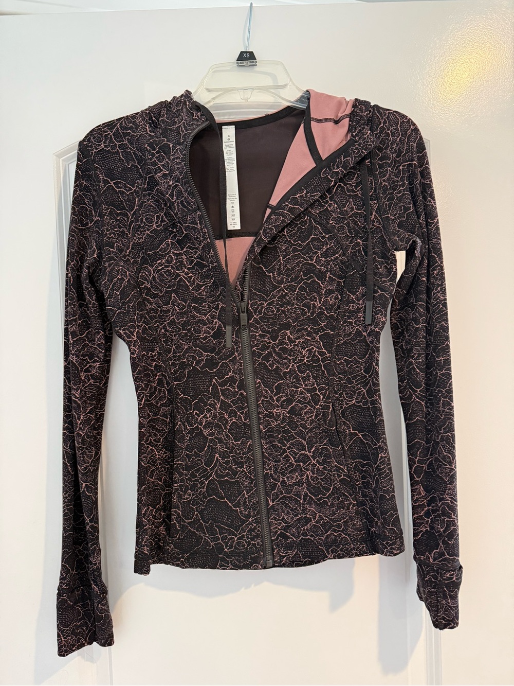 Lululemon Define Jacket- Black and Dusty Rose Floral Zip Hoodie